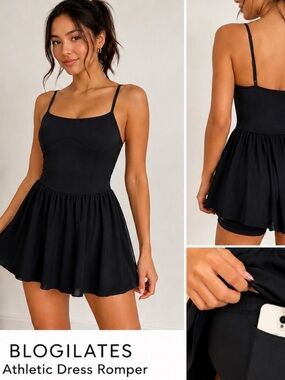 Blogilates Black Athletic Dress Romper